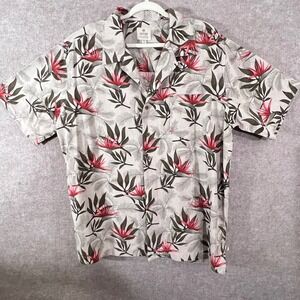 Solitude Washable Silk Hawaiian Shirt Mens XL Floral Bird of Paradise Tropical